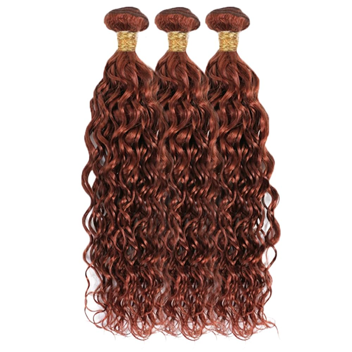 Lumiere #33 Reddish Brown Water Wave 3 Bundles Extensions 100% Human Hair(No Code Need)