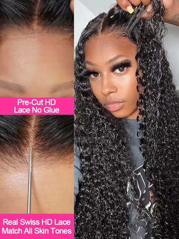 [Glueless Wig] Lumiere 7x5 Pre Cut Lace Ready To Go Glueless Wigs Water Wave Human Hair Wig PrePlucked Ready To Wear