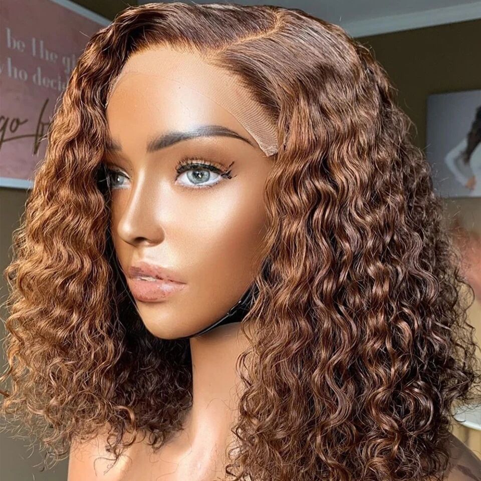 Natural Black Short Curly Bob Wig 13×4 Lace Front Human Hair Wigs For Women Brazilian Kinky Curly Wig HDZ