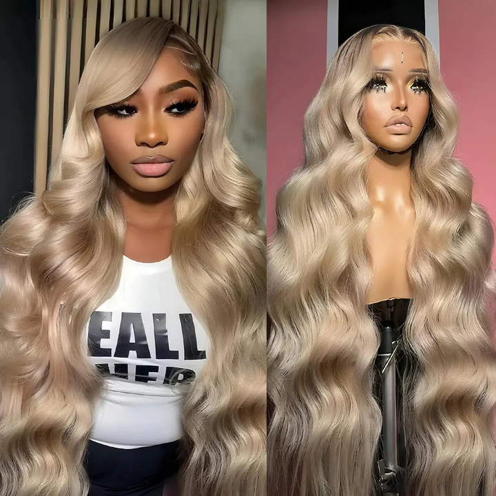 Gray Ash Blonde Wigs Human Hair 250% Density Body Wave Lace Front Wigs Human Hair Wigs for Women(#613 Colored)