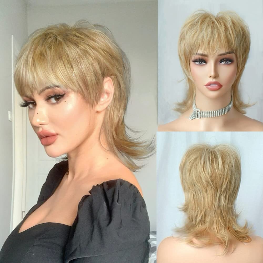 New Pixie Cut #99J #1B #30 Human hair Swallow-tailed Wig No Lace front Full Machine Wig Short shaggy Layered Wigs For Party Cosplay Use