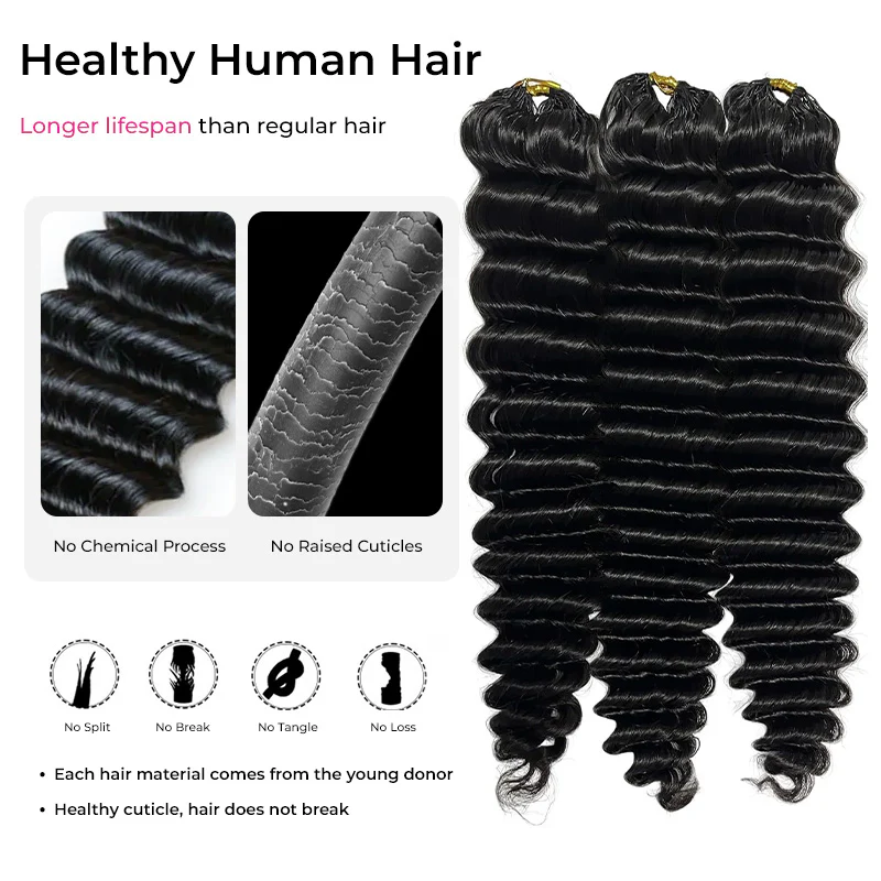 Lumiere Deep Wave Feather Crochet Human Hair Miracle Knots Friendly for Braids Saving Setup