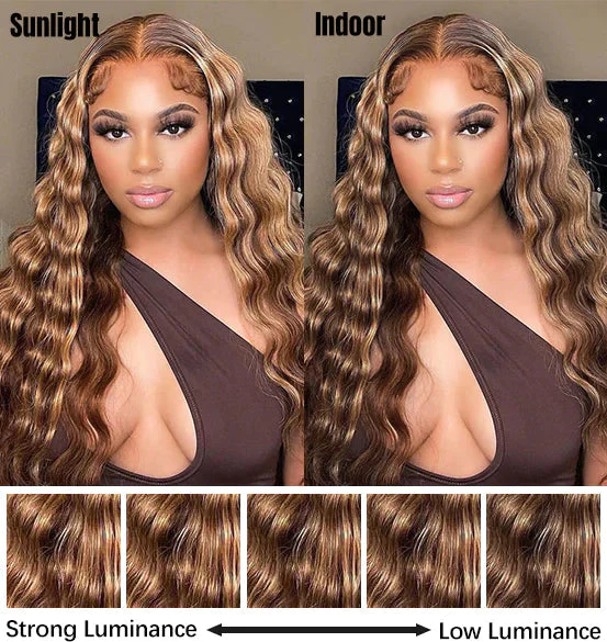 Lumiere Highlight P4/27 Loose Deep 4x4 & 5x5 Pre-cut lace Ready To Go Wig With Baby Hair