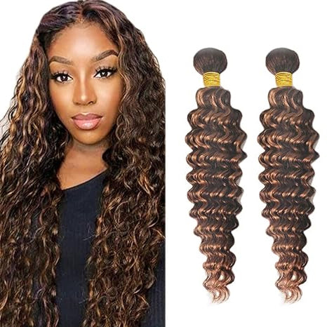 Lumiere Hair Highlight P4/30 Deep Wave 2 Bundles Human Hair Brazilian Unprocessed Virgin Hair