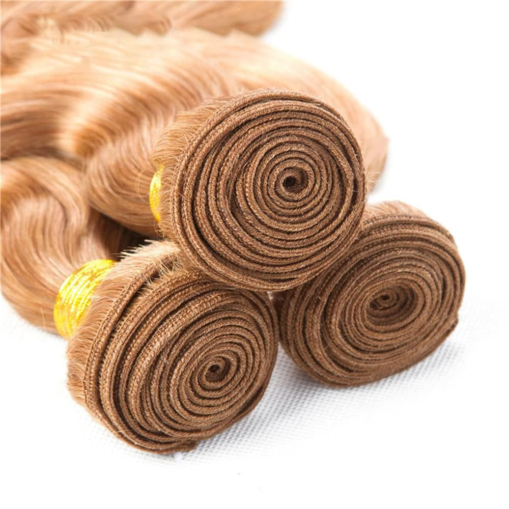 #30 Brown Colored Body Wave Human Hair 3 Bundles with 5x5/6x6 Closure Raw Human Hair Bundles Extensions Unprocessed 100% Real Human Hair