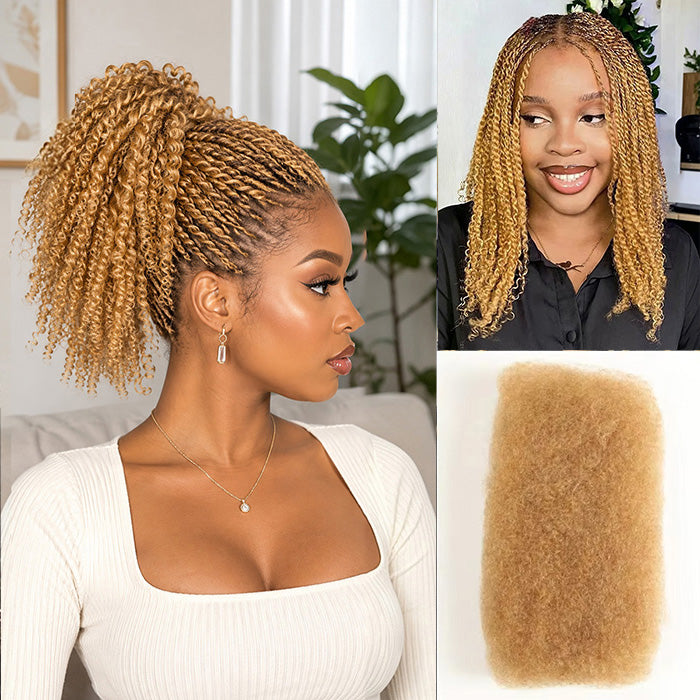 #27 Honey Blonde Afro Kinky Bulk Human Hair For Braiding Hair 50g/30g/pc Virgin Brown Remy Human Hair Extension