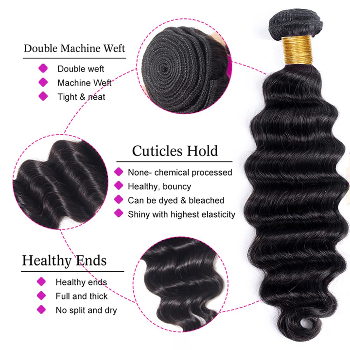 lumiere 15A Loose Deep Wave 3 Bundles Human Hair Extension 10-24 inches