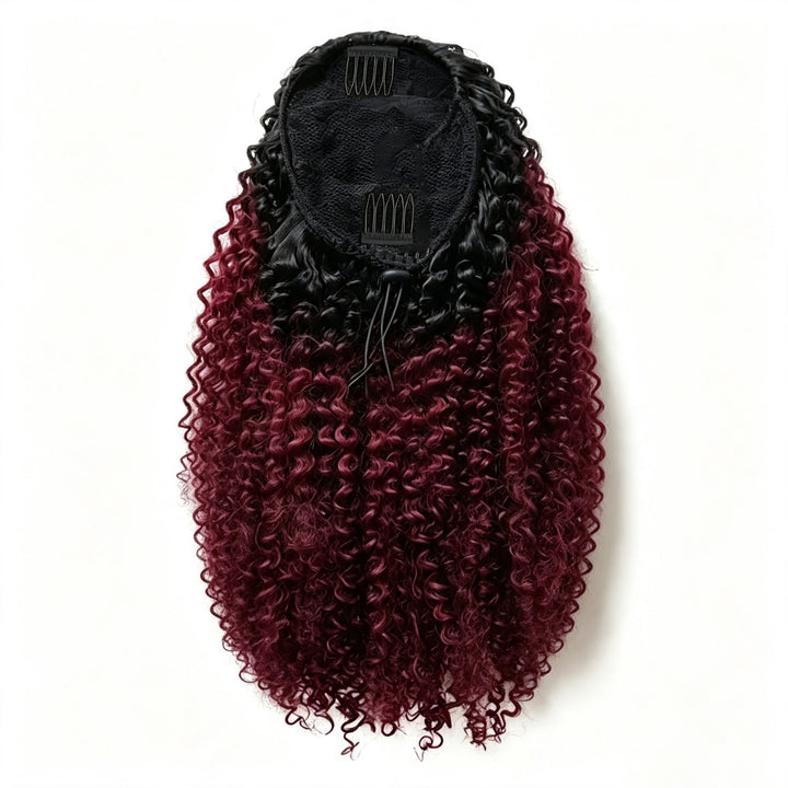 #T1B/99J Afro Curly Drawstring Ponytail Human Hair Extensions 100% Human Hair For Women