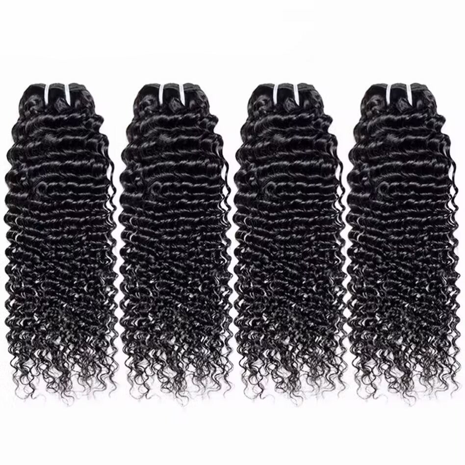 (B2) 4 Bundles Deep Wave Human Hair 100% Brazilian Raw Human Hair for ...