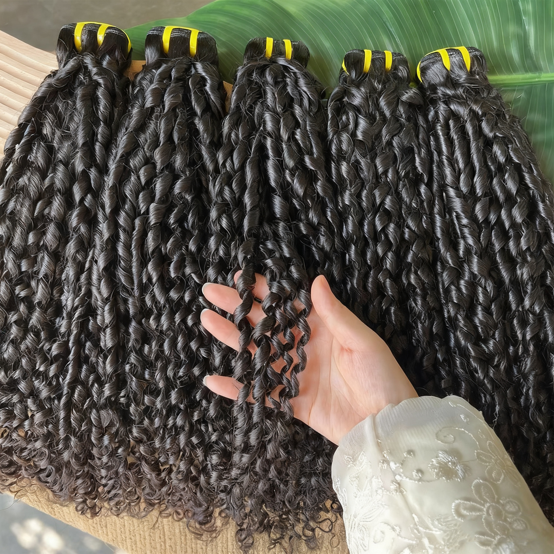 Lumiere 15A Pixie Curly Human Hair 4 Bundles Unprocessed Virgin Bundles For Women Natural Black Color