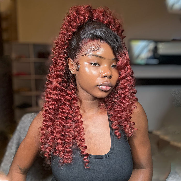 1B/33 Ombre Loose Deep Wave HD 13x4 Lace Frontal Wig Colored Human Hair