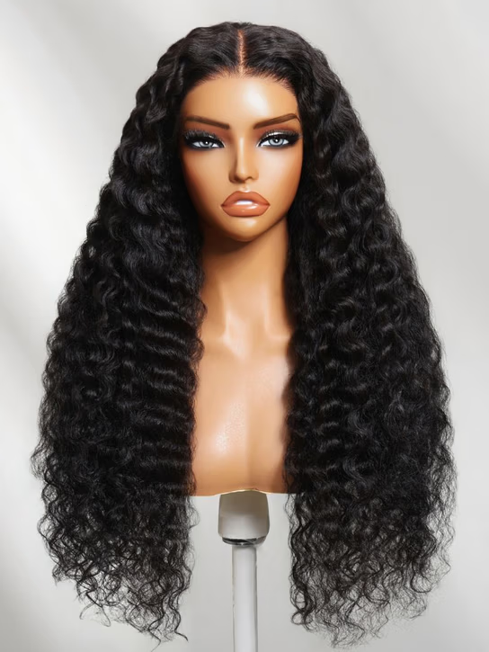 Lâche Deep Wave Lace Front/Fermeture sans colle pour les femmes noires Prelucked Human Hair 
