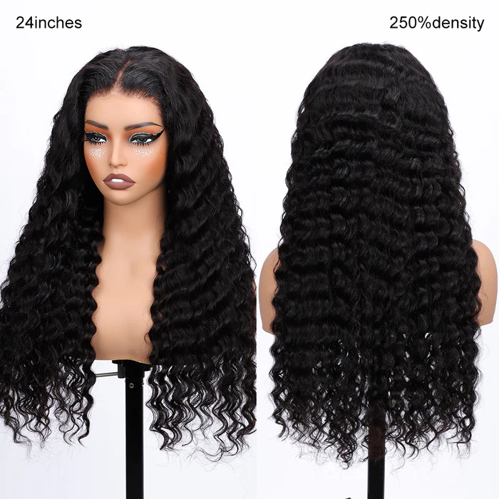 13x6 HD Lace Front Wig Loose Deep Wave 180% Density 26 Inch #1B Natural Black Glueless Human Hair Wig for Black Women