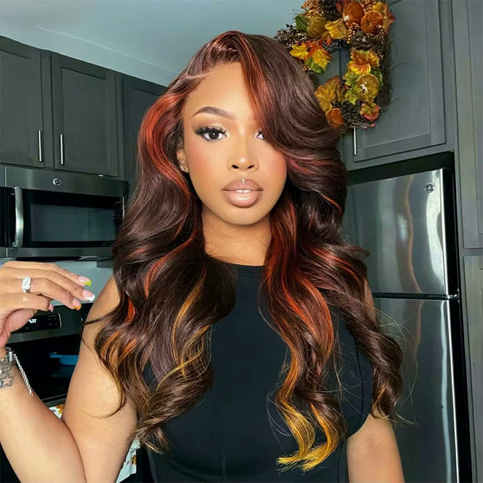 Mettez en surbrillance 99J Blonde Body Wave Lace Front Wig pour les femmes 