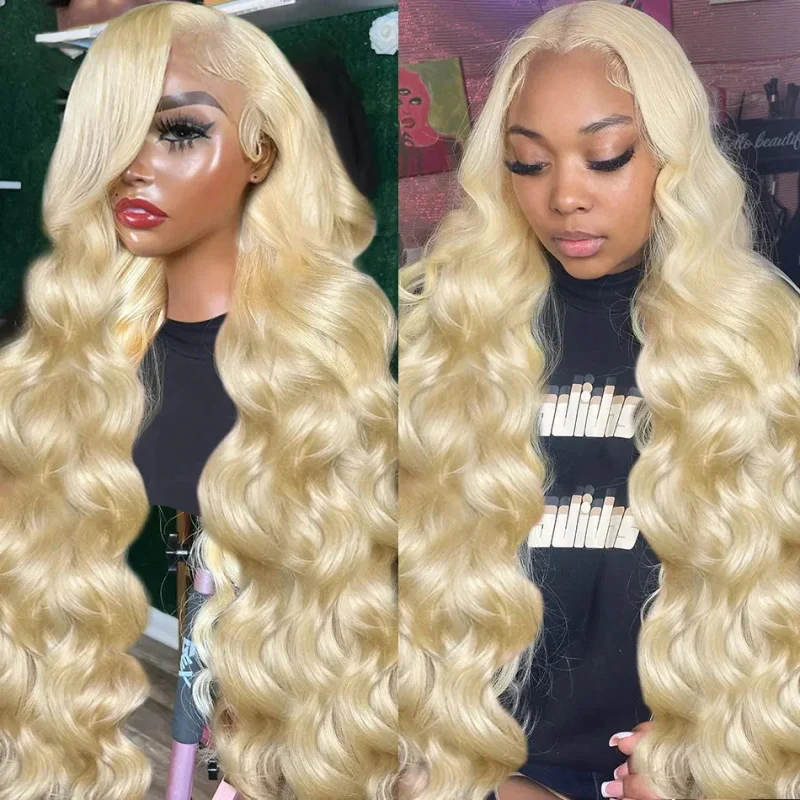 Vente Flash Body Wave 13x4 HD Lace Front Wig Preplumed 613 Honey Blond Color Wigs for Women 