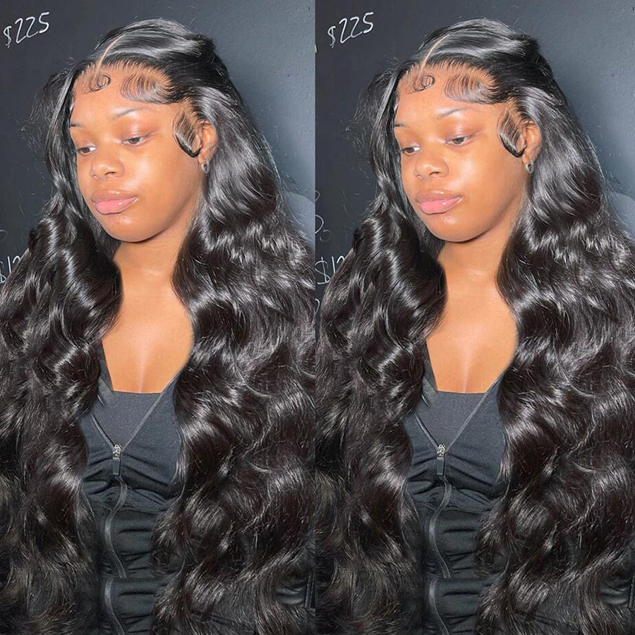 Salt And Pepper Black &amp; Grey Highlight Straight 13x4/4x4 HD Lace Front Wig 
