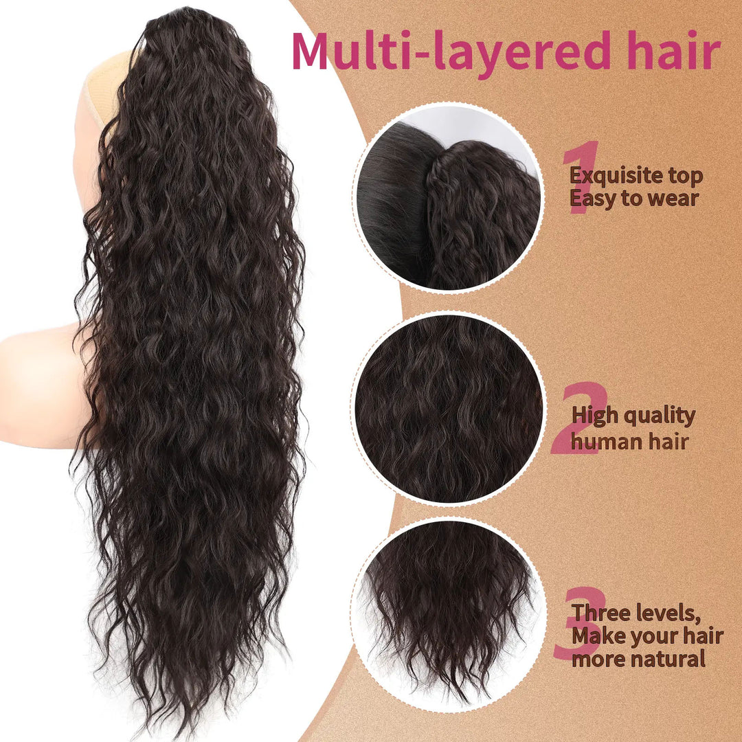 Extensions de cheveux humains de queue de cheval de griffe de vague de corps 