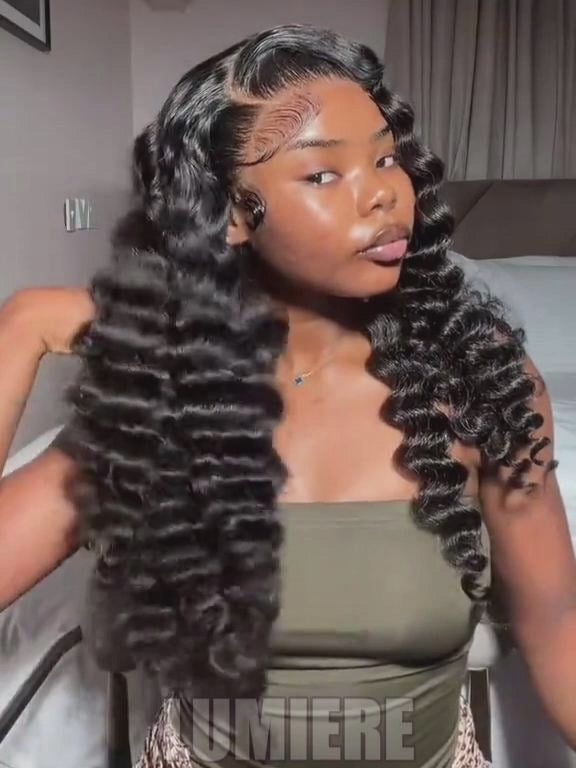 Lâche Deep Wave Lace Front/Fermeture sans colle pour les femmes noires Prelucked Human Hair 