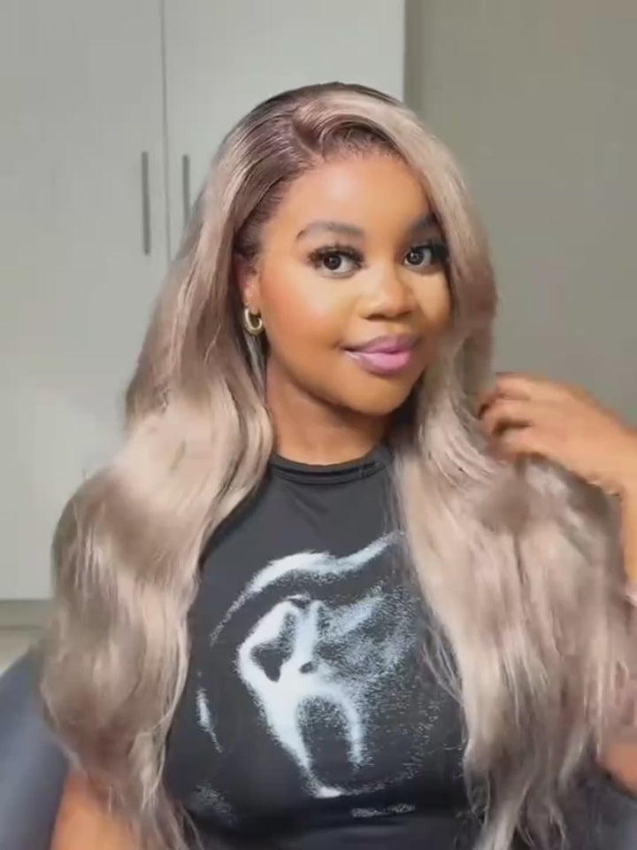 Lumiere Silky Straight Root 4/Ash Blonde 13x4 Lace Front Wig Body Wave Human Hair Wigs 200% Density