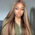 Highlight P4/613 Straight HD Transparent Lace Closure Virgin Human Hair Wig