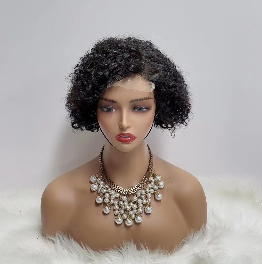 Short curly human hair wigs on sale