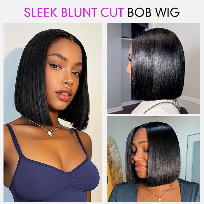 Lumiere Blunt Cut 13x4 HD Lace Front Wigs Straight New Short Bob Natural Black Human Hair Wigs For Women
