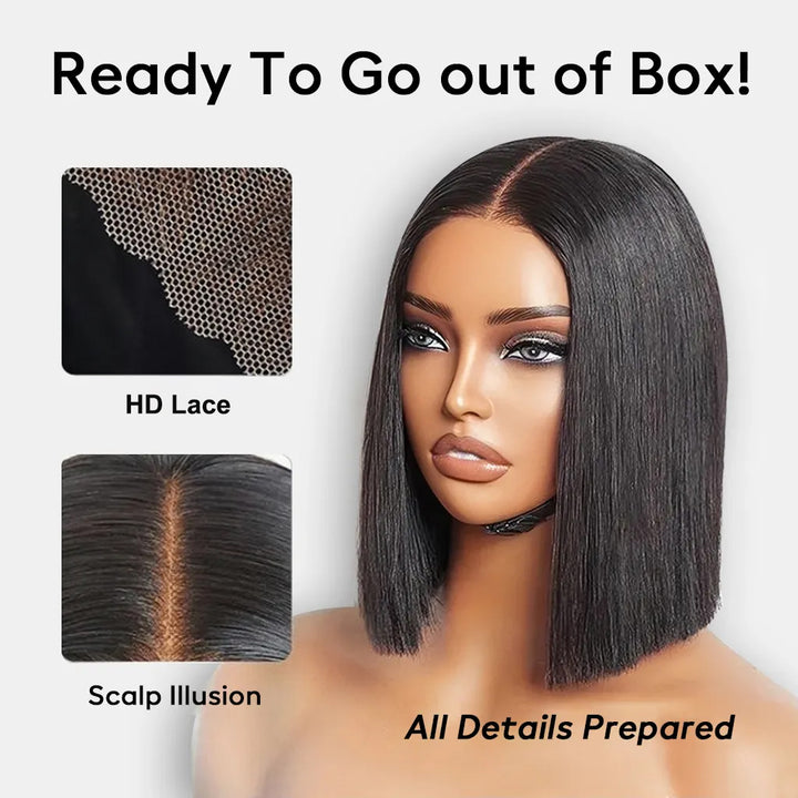 Lumiere Straight Blunt Cut Short Bob Wig 13x4 HD Lace Front Human Hair Wigs For Women 220% Density