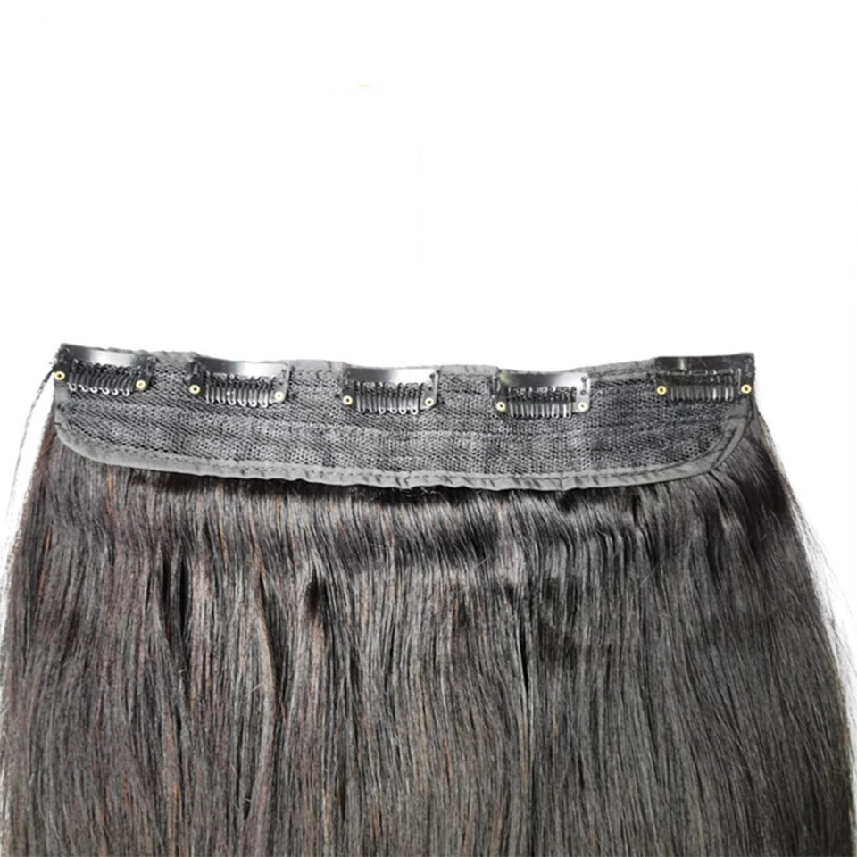 Straight Only One Piece 5 Clips In Hair Natural Black For Women