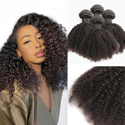 lumiere Brazilian Afro Curly 4 Bundles Virgin Human Hair Extensions 100% Human Hair