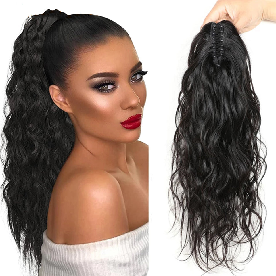Water Wave Claw Ponytail Human Hair Extensions