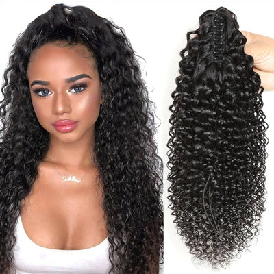 Kinky Curly Claw Ponytail Human Hair Extensions For Women