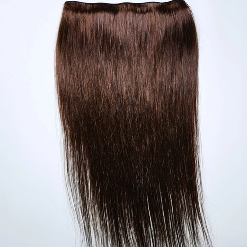 #4 Brun Lisse One Piece 5 Clips Extensions de Cheveux Naturels 100% Remy Hair 
