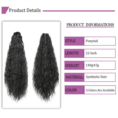 Kinky Straight Claw Ponytail Human Hair Extensions Nature Black