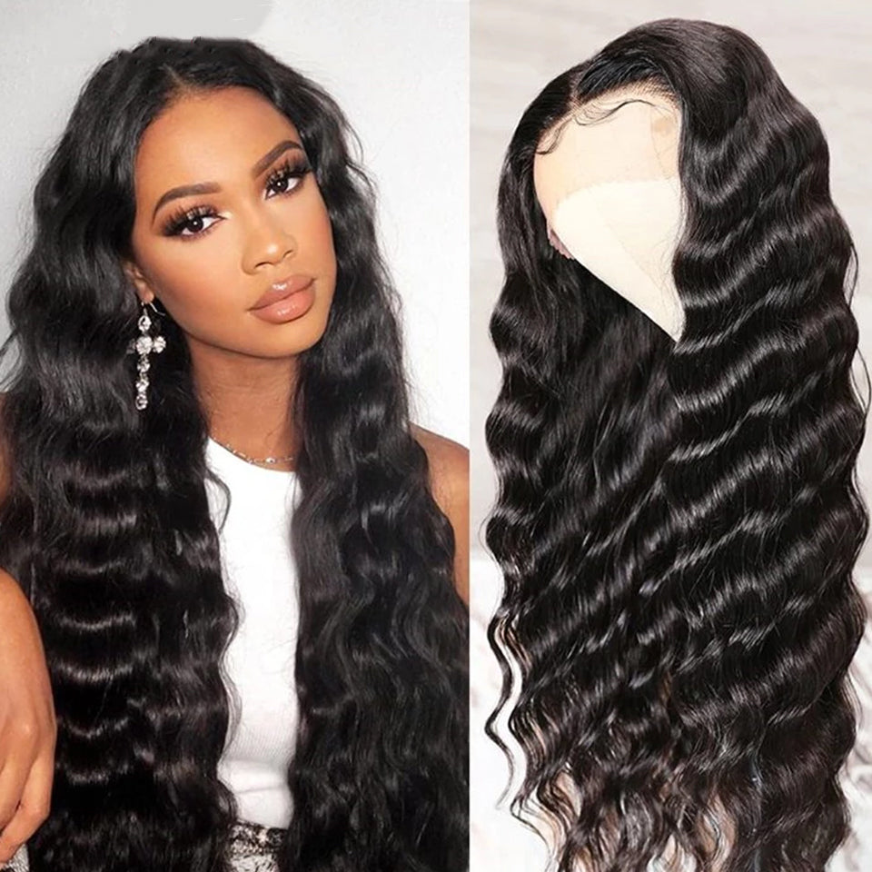 Loose Wave Human Hair Wig Side Part Brazilian Loose Wave Lace Front Remy Wig With Baby Hair 150 Pre Plucked