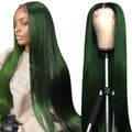 Dark Green Bone Straight Lace Frontal / Closure Brazilian Human Hair Wigs For Women
