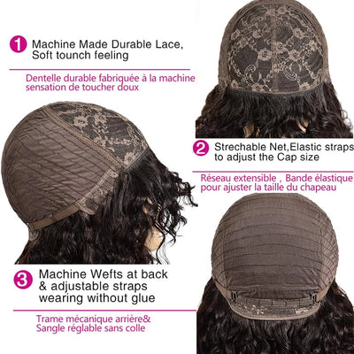 Court Curly Bob Pixie Cut Perruques Aucun Lace Perruques de cheveux humains pour les femmes 