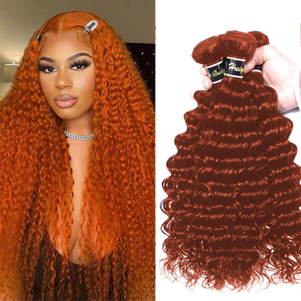 #350 Ginger Color Deep Wave 3 Bundles 100% Human Hair