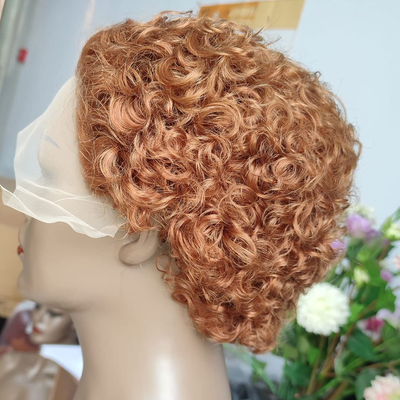#30 Short Curly bob Pixie Cut 13×1 Lace Frontal Virgin Brazilian Human Hair Pre Plucked Wig