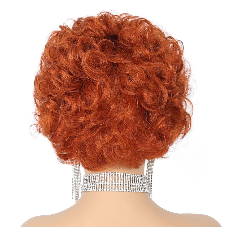 #350 Ginger 13x1 Rendas soltas cacheadas Curto Pixie Cut Bob Perucas para mulheres 