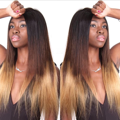 lumiere Hair Peruvian Ombre Straight 3 Bundles with 4X4 Closure Human Hair Free Shipping