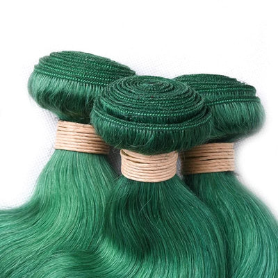 Dark Green Hair Bundles Body Wave Hair 3 Bundles with 4x4 HD Lace Closure Human Hair Extensions
