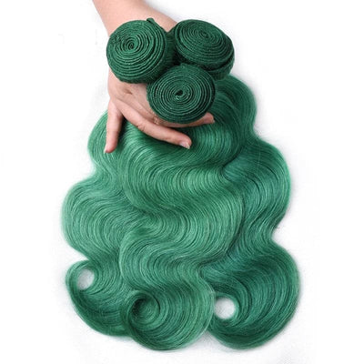 Dark Green Hair Bundles Body Wave Hair 3 Bundles with 4x4 HD Lace Closure Human Hair Extensions