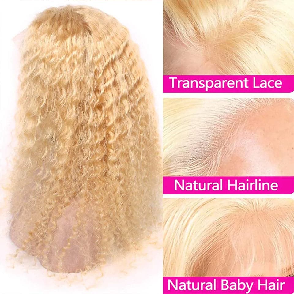 613 Honey Blonde Deep Wave 4x4 Lace Closure Wigs Wet Wavy For Women