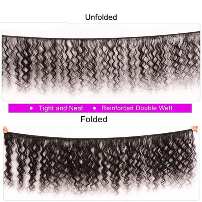 Loose Deep Wave 4 Bundles with transparent lace Closure / Frontal Brazilian Remy Human Hair