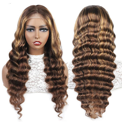 30 32 Inch P4/30 Honey Blonde Loose Deep Wave Wig Human Hair 13x4 Lace Front Human Hair Highlight Wigs