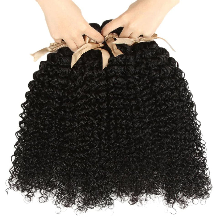 Indian Kinky Curly 3 Bundles avec 13x4 Transparent Lace Frontal Pre Plucked 