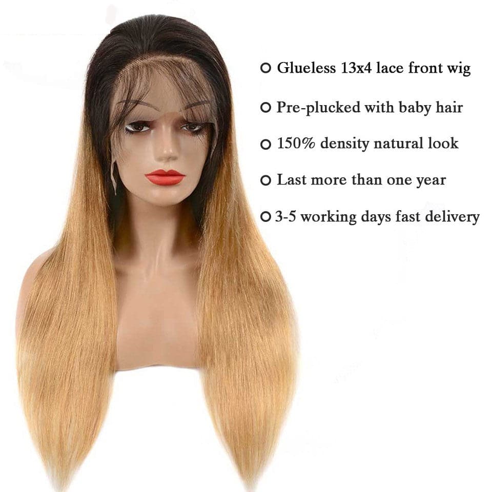 Lumiere 1B/27 Ombre Straight 4x4/5x5/13x4 Lace Closure/Frontal 150%/180% Density Wigs For Women Pre Plucked - Lumiere hair