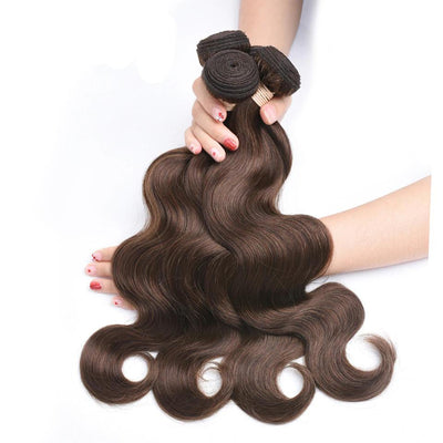 lumiere #4 Brown Body Wave 4 Bundles With 4x4 Lace Closure Pre Colored human hair - Lumiere hair