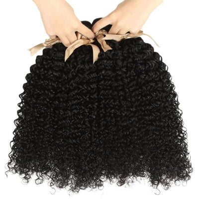 Peruvian Kinky Curly Hair 4 Bundles With 13x4 Frontal Curly Human Hair Transparent Lace closure