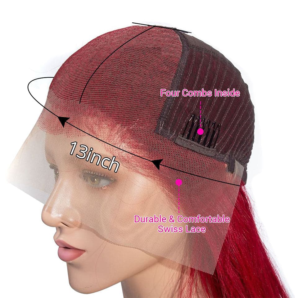 Lumiere Red Human Hair Lace Front Wigs With Baby Hair 13x4 Straight Frontal Wig